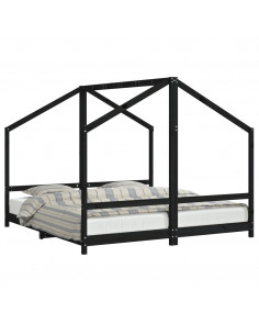 Giroletto per Bambini Nero 2x(90x190) cm Legno Massello di Pino 2
