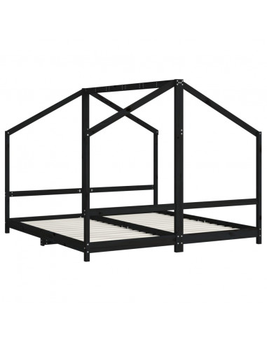 Giroletto per Bambini Nero 2x(90x190) cm Legno Massello di Pino