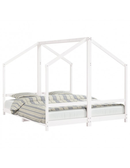 Giroletto per Bambini Bianco 2x(80x200) cm Legno Massello Pino