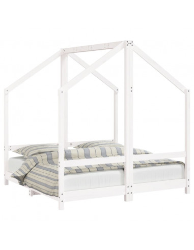 Giroletto per Bambini Bianco 2x(70x140)cm Legno Massello Pino