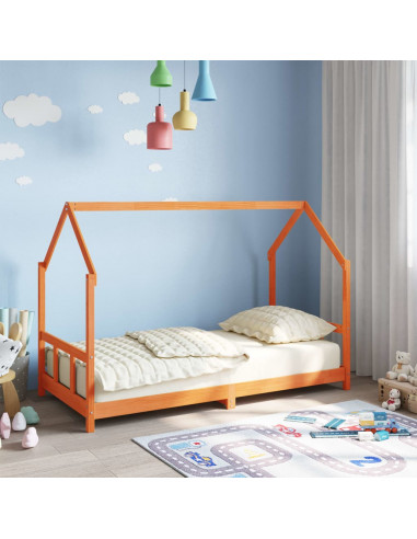 Giroletto per Bambini Marrone Cera 90x190cm Legno Massello Pino