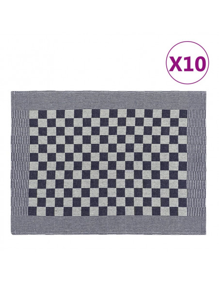 Strofinacci da Cucina 10 pz Blu e Bianchi 50x70 cm in Cotone