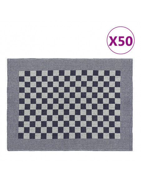 Strofinacci da Cucina 50 pz Blu e Bianchi 50x70 cm in Cotone