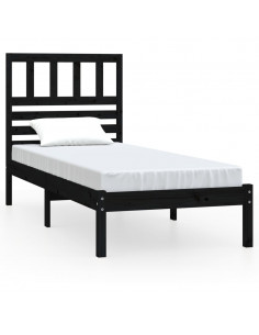 Giroletto Nero 75x190 cm Small Single in Legno Massello di Pino 2