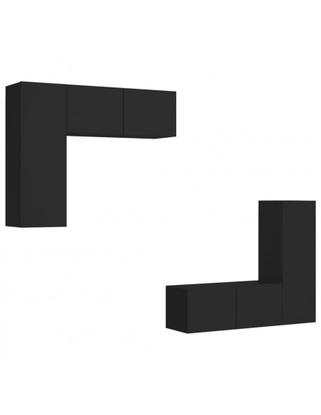Set di Mobili Porta TV 4 pz Nero in Legno Multistrato