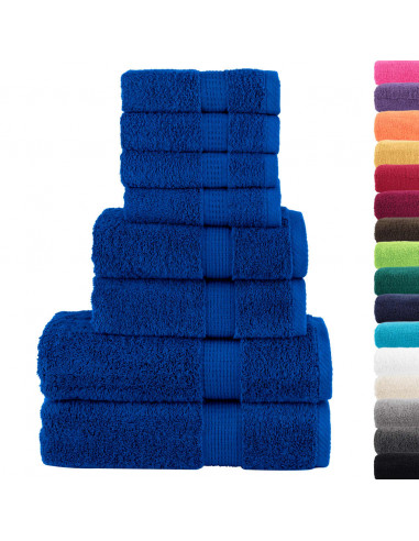 Set Asciugamani 8 pz Blu 600 gsm 100% Cotone