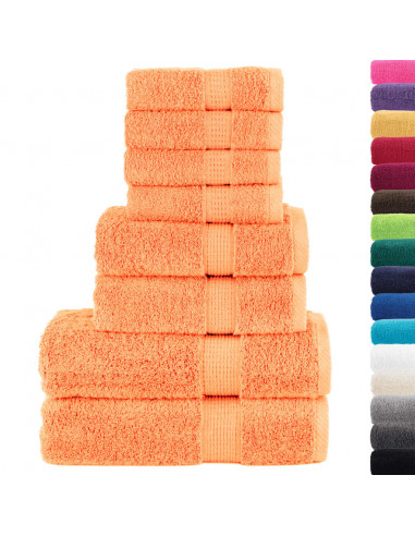 Set Asciugamani 8 pz Arancioni 600 gsm 100% Cotone