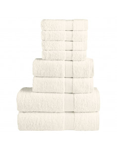Set Asciugamani 8 pz Crema 600 gsm 100% Cotone 2