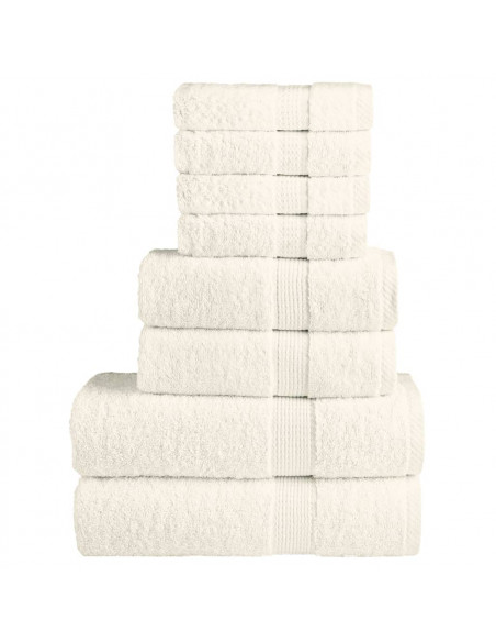 Set Asciugamani 8 pz Crema 600 gsm 100% Cotone