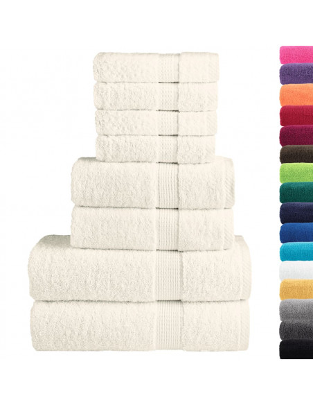 Set Asciugamani 8 pz Crema 600 gsm 100% Cotone