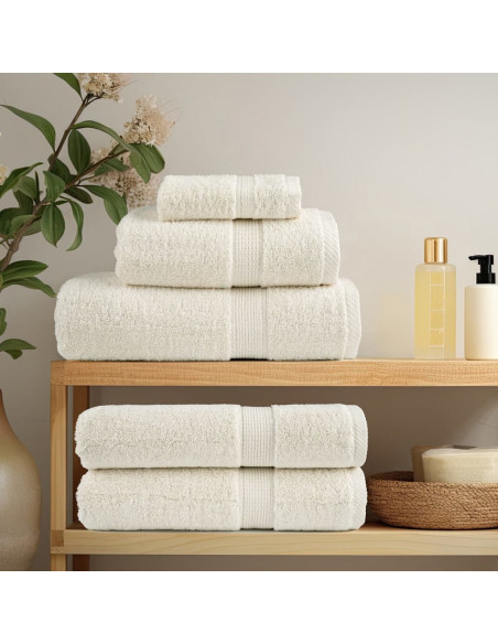 Set Asciugamani 8 pz Crema 600 gsm 100% Cotone