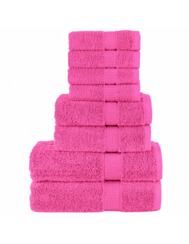 Set Asciugamani 8 pz Rosa 600 gsm 100% Cotone