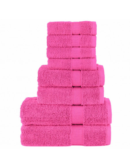 Set Asciugamani 8 pz Rosa 600 gsm 100% Cotone