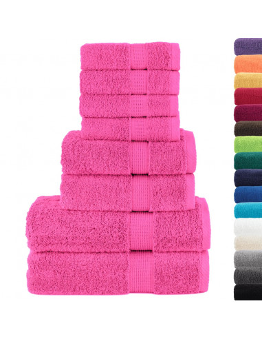 Set Asciugamani 8 pz Rosa 600 gsm 100% Cotone