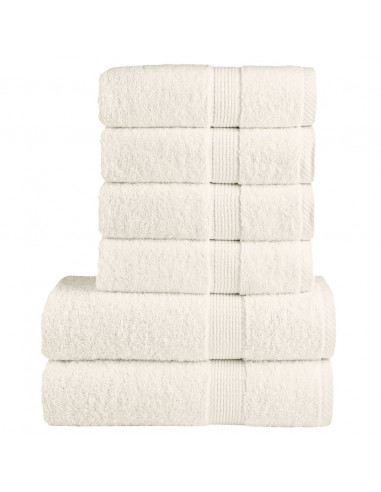 Set Asciugamani 6 pz Crema 600 gsm 100% Cotone