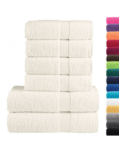 Set Asciugamani 6 pz Crema 600 gsm 100% Cotone
