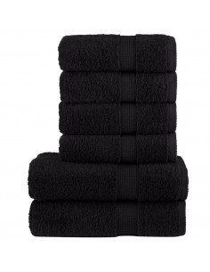 Set Asciugamani 6 pz Neri 600 gsm 100% Cotone 2