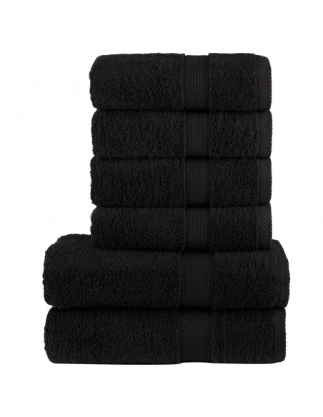 Set Asciugamani 6 pz Neri 600 gsm 100% Cotone