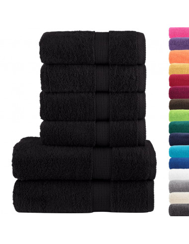 Set Asciugamani 6 pz Neri 600 gsm 100% Cotone