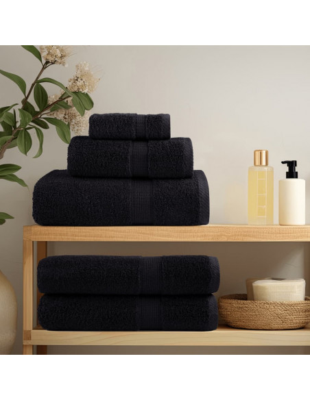 Set Asciugamani 6 pz Neri 600 gsm 100% Cotone