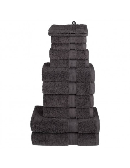 Set Asciugamani 12 pz Antracite 600 gsm 100% Cotone