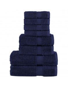 Set Asciugamani 8 pz Blu Navy 600 gsm 100% Cotone 2