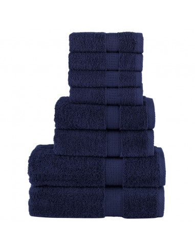 Set Asciugamani 8 pz Blu Navy 600 gsm 100% Cotone