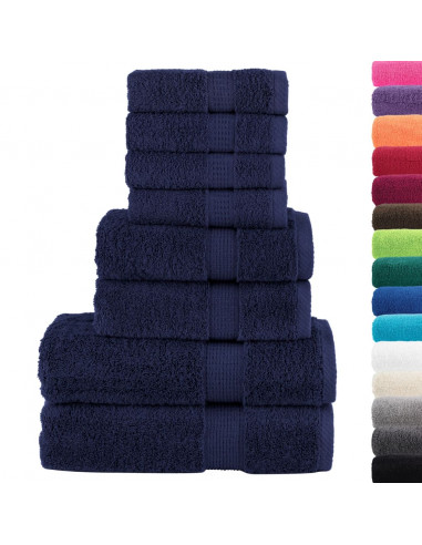 Set Asciugamani 8 pz Blu Navy 600 gsm 100% Cotone