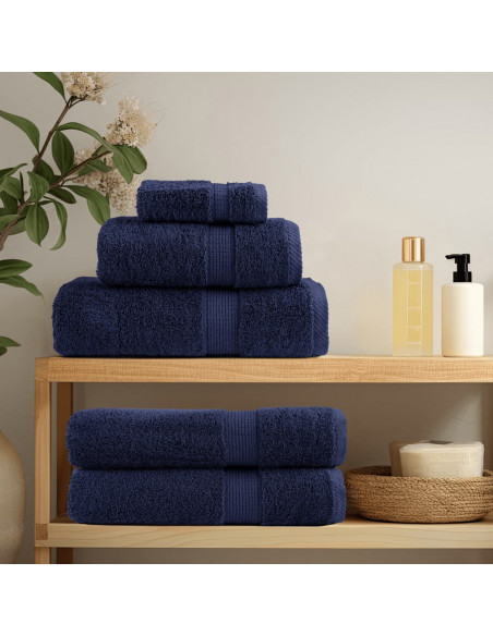 Set Asciugamani 8 pz Blu Navy 600 gsm 100% Cotone