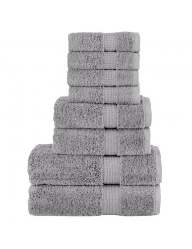 Set Asciugamani 8 pz Grigio 600 gsm 100% Cotone
