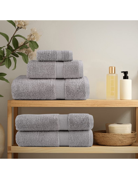 Set Asciugamani 8 pz Grigio 600 gsm 100% Cotone