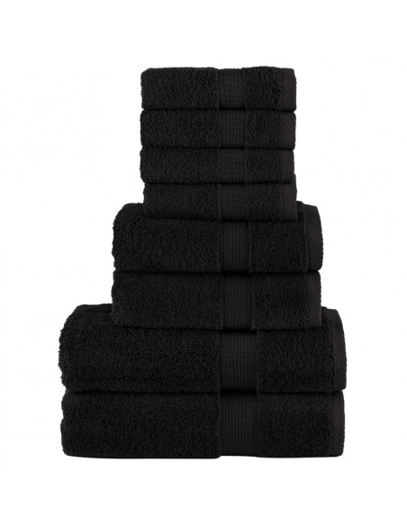 Set Asciugamani 8 pz Neri 600 gsm 100% Cotone