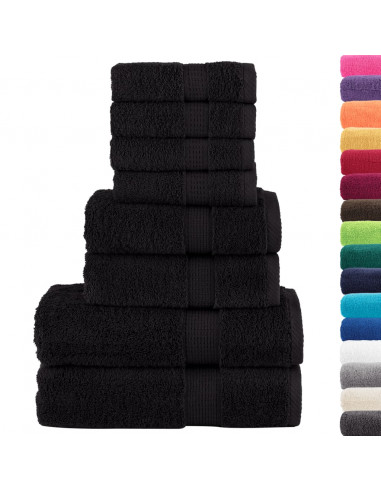 Set Asciugamani 8 pz Neri 600 gsm 100% Cotone