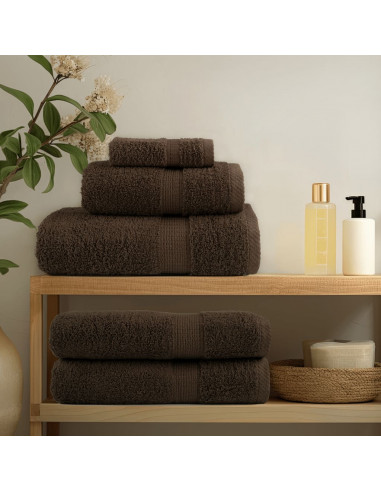 Set Asciugamani 8 pz Marroni 600 gsm 100% Cotone