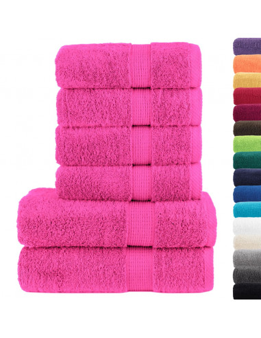 Set Asciugamani 6 pz Rosa 600 gsm 100% Cotone