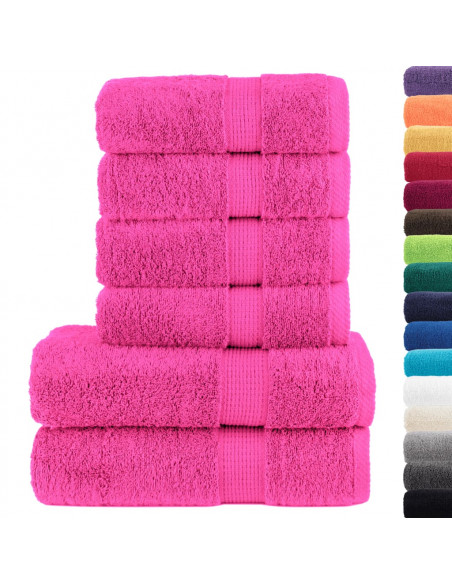 Set Asciugamani 6 pz Rosa 600 gsm 100% Cotone