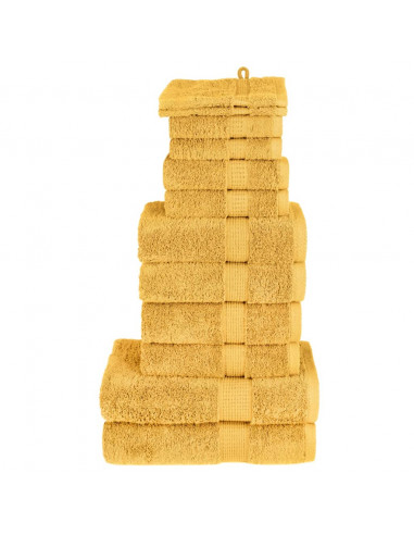 Set Asciugamani 12 pz Oro 600 gsm 100% Cotone