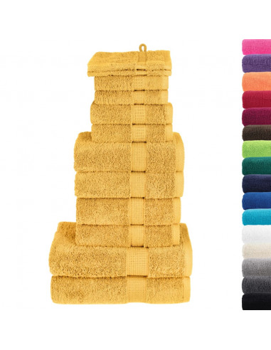 Set Asciugamani 12 pz Oro 600 gsm 100% Cotone