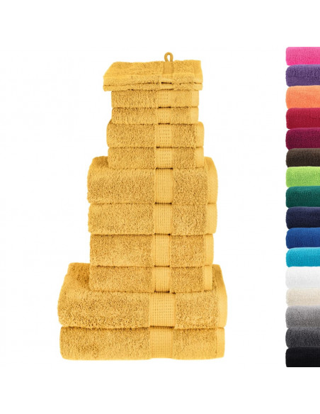 Set Asciugamani 12 pz Oro 600 gsm 100% Cotone