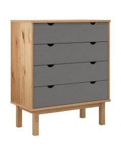 Cassettiera OTTA Marrone e Grigio 76,5x39,5x90 cm Legno di Pino 2