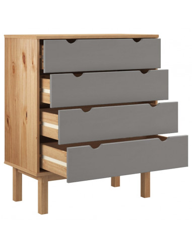 Cassettiera OTTA Marrone e Grigio 76,5x39,5x90 cm Legno di Pino
