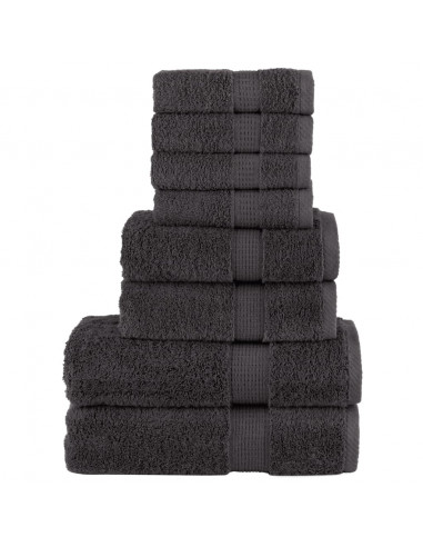 Set Asciugamani 8 pz Antracite 600 gsm 100% Cotone