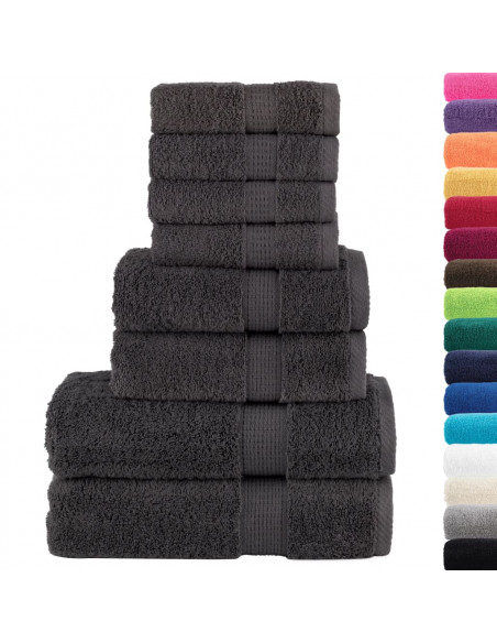 Set Asciugamani 8 pz Antracite 600 gsm 100% Cotone