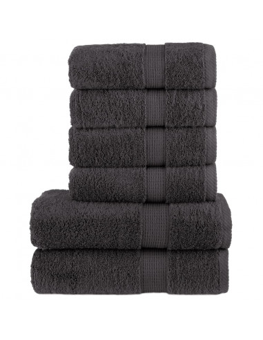 Set Asciugamani 6 pz Antracite 600 gsm 100% Cotone