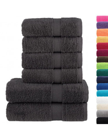 Set Asciugamani 6 pz Antracite 600 gsm 100% Cotone