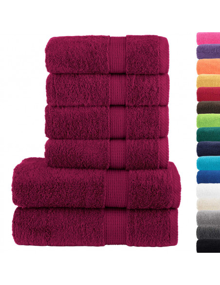 Set Asciugamani 8 pz Bordeaux 600 gsm 100% Cotone