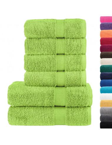Set Asciugamani 6 pz Verde Mela 600 gsm 100% Cotone