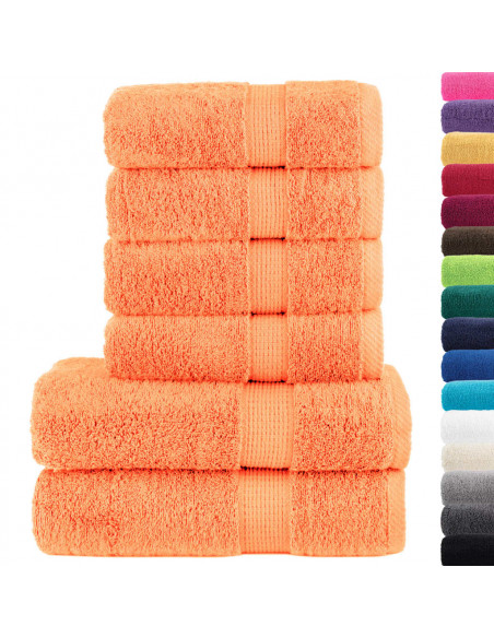 Set Asciugamani 6 pz Arancioni 600 gsm 100% Cotone