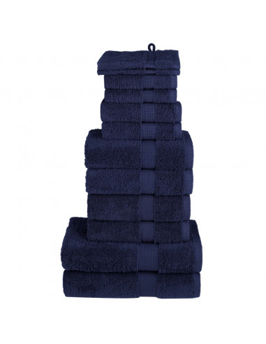 Set Asciugamani 12 pz Blu Navy 600 gsm 100% Cotone