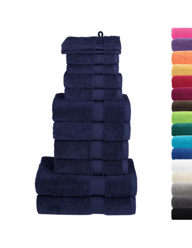 Set Asciugamani 12 pz Blu Navy 600 gsm 100% Cotone